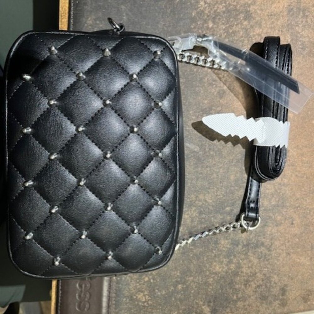 LUXURY - HIGH END BRAND - Rebecca Minkoff Top Zip Silver Studded Crossbody Purse